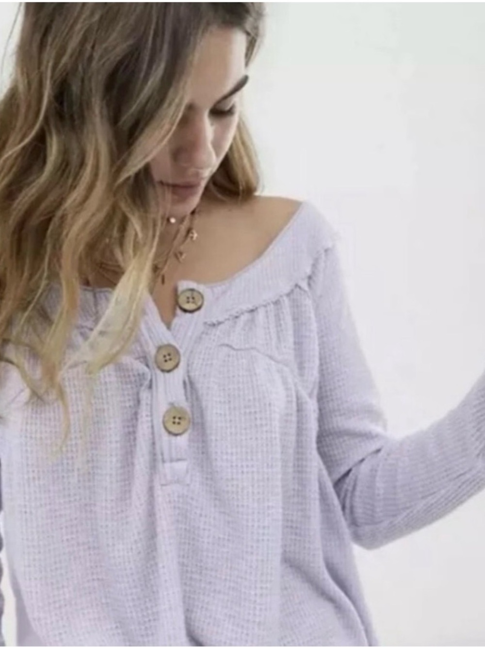 Free People We The Free Must Have Henley Thermal Top | Lilac | Small